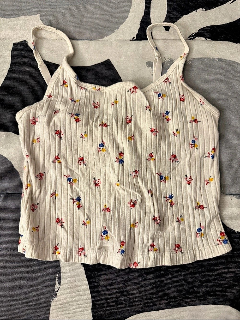 Old Navy White Floral Ribbed Camisole